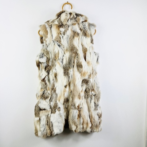 Arielle genuine rabbit fur high collar vest - Picture 7 of 14